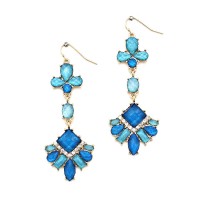 Teal & Cobalt Crystal Encrusted Laurel Earrings